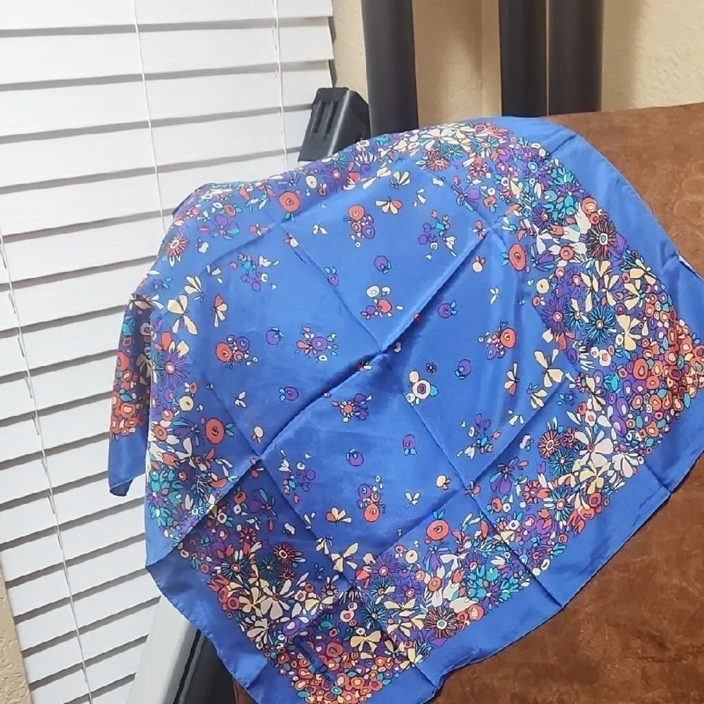 Christian Dior Floral Blue Scarf